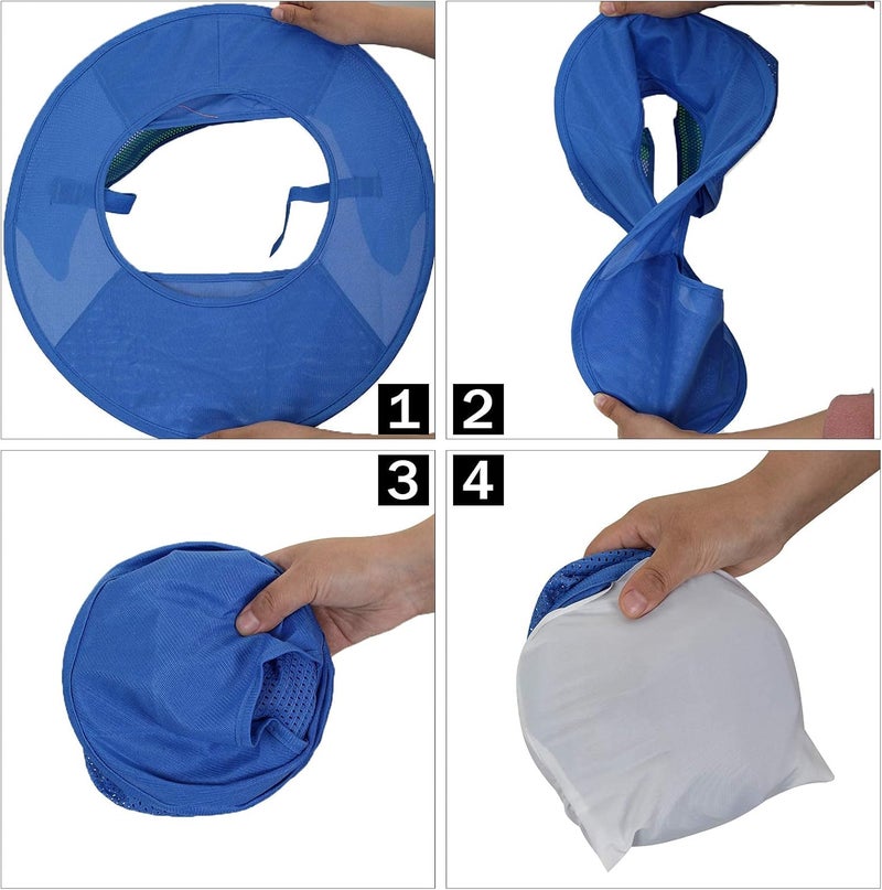 TCCFCCT Hard Hat Sun Shade, Neck Cover, Full Brim Sun Visor and Bandana Headband Face Scarf, 2 Packs, Blue - Image 4